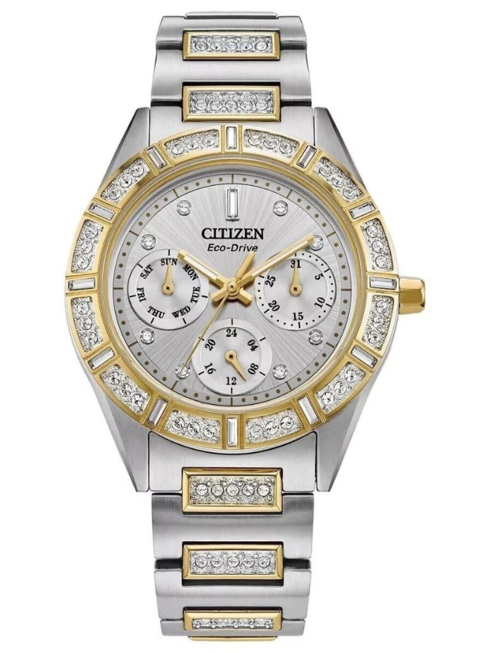 Citizen Eco-Drive Two Tone Gemmed Stainless Quartz Women's Watch FD2074-55A